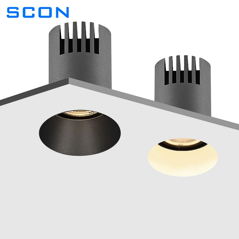 

SCON High Quality LED Spotlight Recessed Rimless Downlight 7W 12W COB Ceiling Lamp For Living Room Bedroom Indoor Lighting