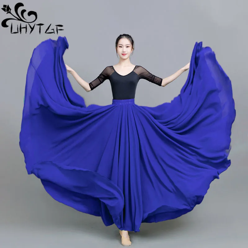 Women Assorted Gauze Skirt Large Swing Ballet Practice Clothes 720 Degree Chiffon Skirt Gypsy Long Skirts Women Dancer Wear 2551