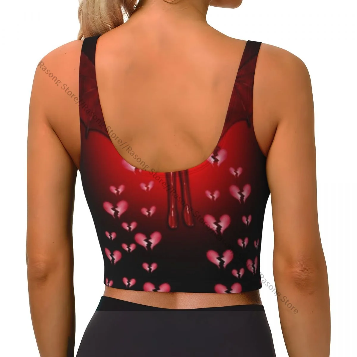 Women Sexy Sports Vest Devil Spreading Sadness And Broken Hearts Female Streetwear Sport Lingerie Tee Crop Top