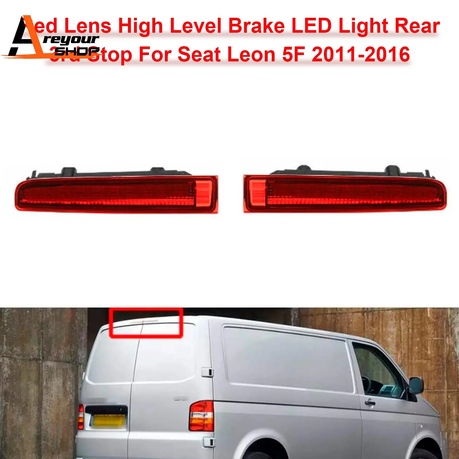 

Areyourshop Red 3rd High Level Rear Brake Light Barn 4 Door for VW Transporter T5 T6 7H0945097B