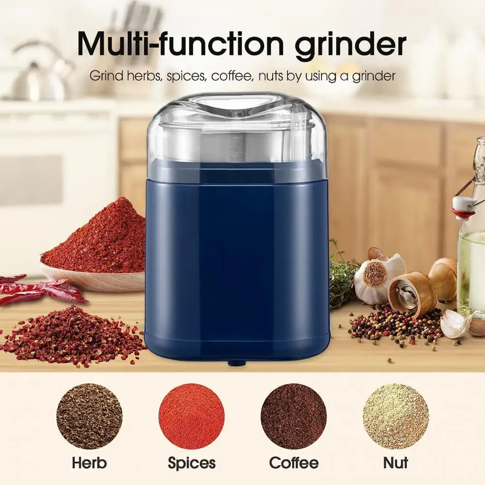 200W Mills Herb Spice Grinder Low Noise Even And Fast Grinding Stainless Steel Electric Coffee Bean Grinder Kitchen Supplies