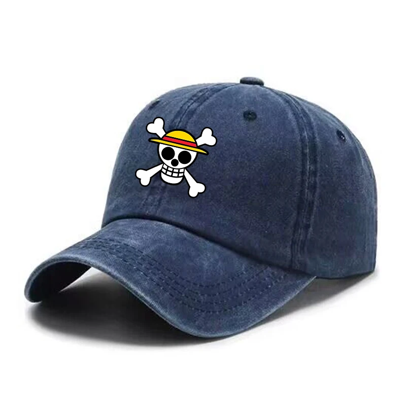 Gorra de béisbol Retro lavada de una pieza para hombre, gorras de Hip-hop para niño, gorra de camionero al aire libre de Luffy de Anime, sombrero protector solar de dibujos animados