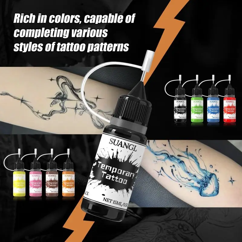 Colorful Tattoo Juice Paste,Easy-to-Use Henna Tattoo For Body Paint DIY Tattoos Temp, DIY Fake Tattoo Semi Permanent For Women