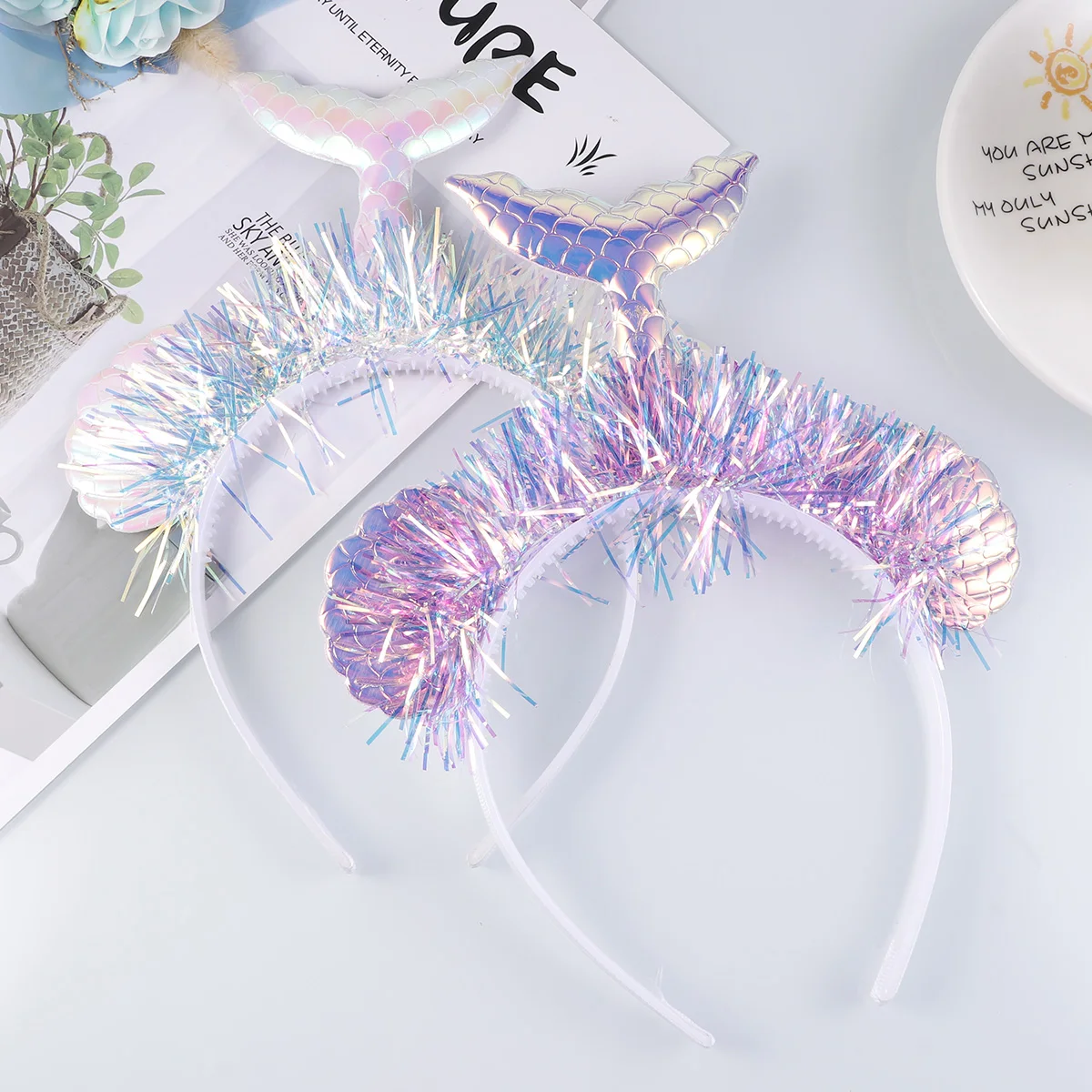 

4Pcs Fish Pattern Kids Hairb Mermaid Headpiece Lightweight Comfortable Festivals Birthday Party Costume Prop Hair Tool