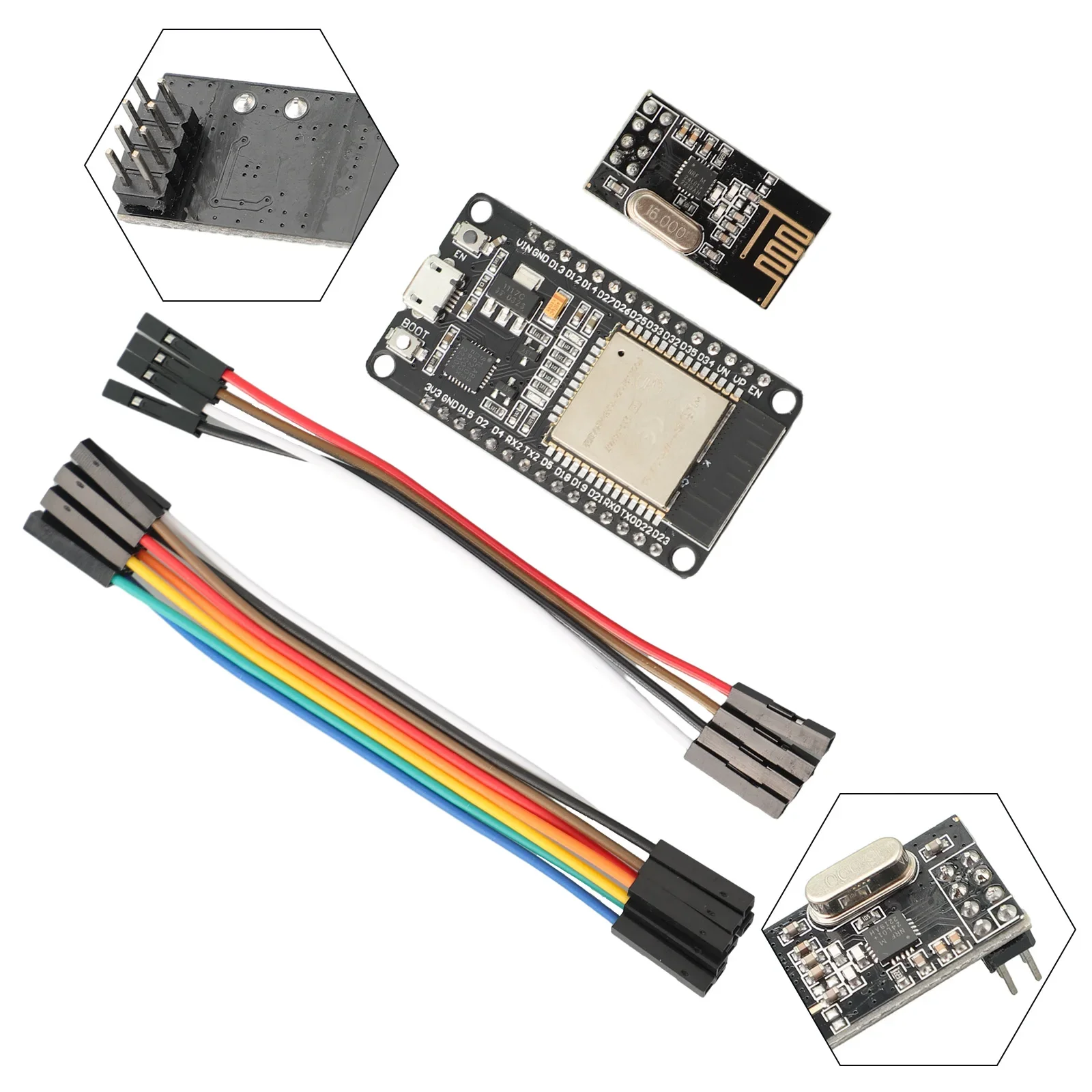 

Комплект ESP32+NRF24L01 Кабель OpenDTU Stay Connected Широкая совместимость Высокопроизводительный модуль NRF24L01+ Совершенно новый