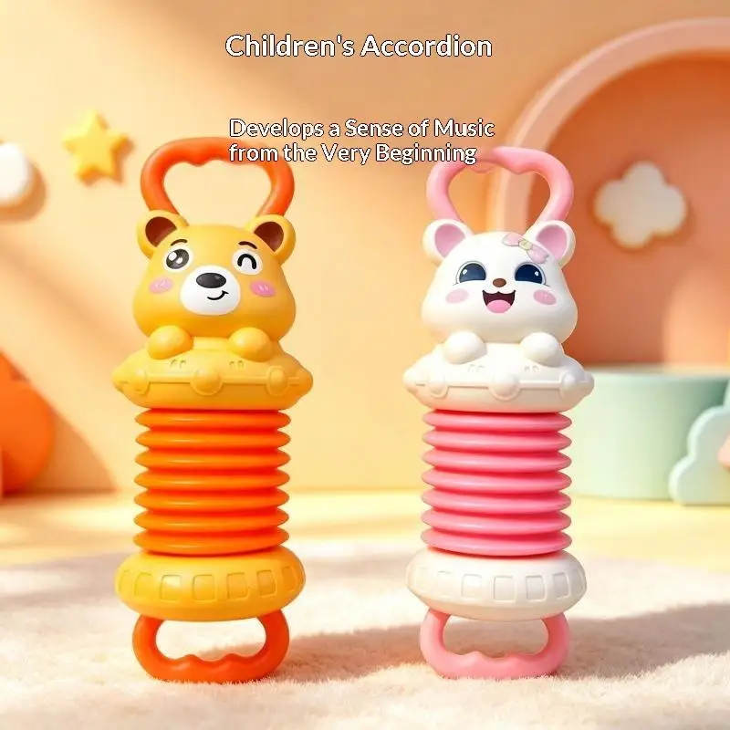 Cute Animal Baby Accordion Toy Soft Sound Easy Grip Handles For Infant Early Education Playtime