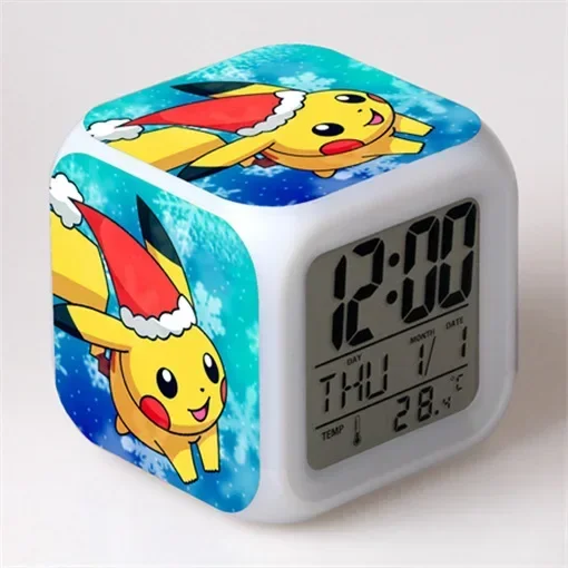 New Pokemon Digital Alarm Clock Cute Pikachu Anime Bedroom LED Clock Room Decoration Christmas Children's Toy Gift