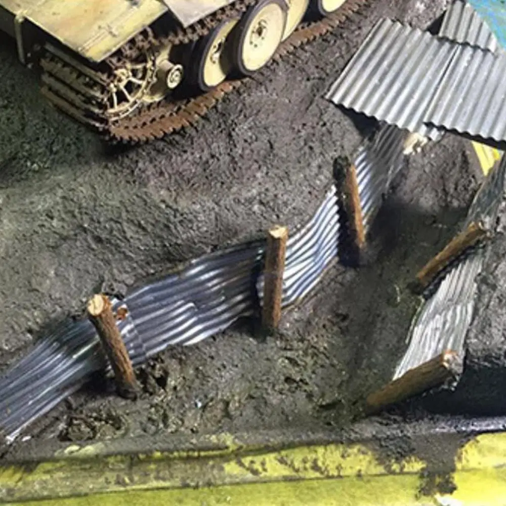 8PCS Material Building Making Layouts Wargame Scenery Steel Shed Scene Model Miniature Corrugated Tile