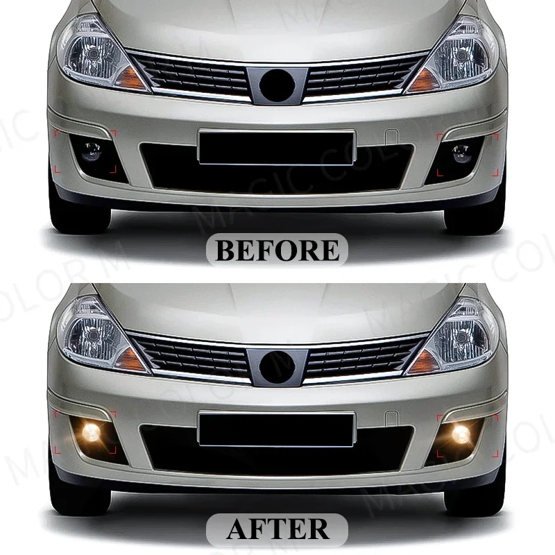 مصابيح الضباب LED لنيسان تيدا 2007 2008 2009 2010 2011 مصباح الضباب الهالوجين المصد الأمامي المصباح مع مجموعة أسلاك الغطاء #6