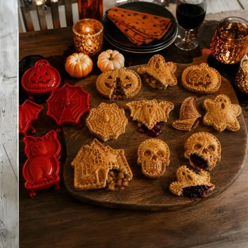 Halloween Mini Hand Pie Molds Baking Supplies 8 Shapes Food Grade Dough Press Cutter,Halloween Baking Supplies