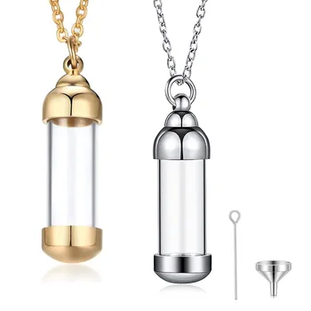 Cylinder Glass Heart Vial Necklace 1