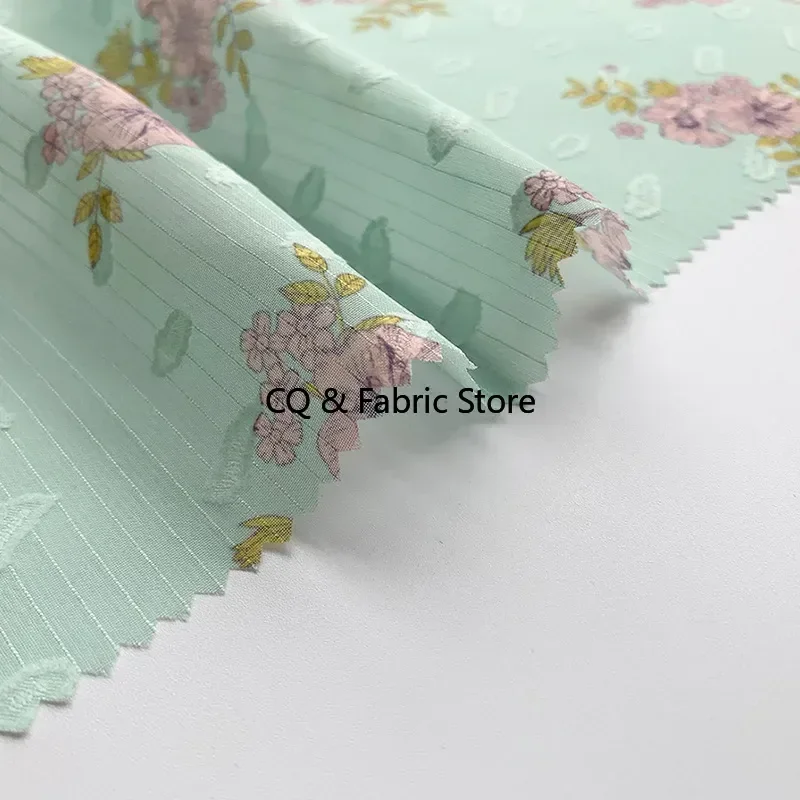 الشيفون الجاكار مخطط النسيج زهرة ورقة نمط الطباعة الرقمية النسيج DIY بها بنفسك المرأة قميص النسيج