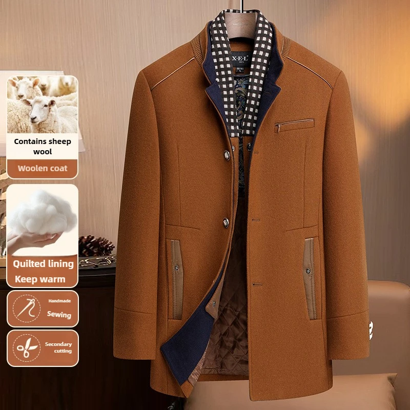 

2025 мужские зимние шерстяные кашемировые деловые повседневные плащи мужские теплые зимние пальто высокого качества мужские шерстяные смеси EUR