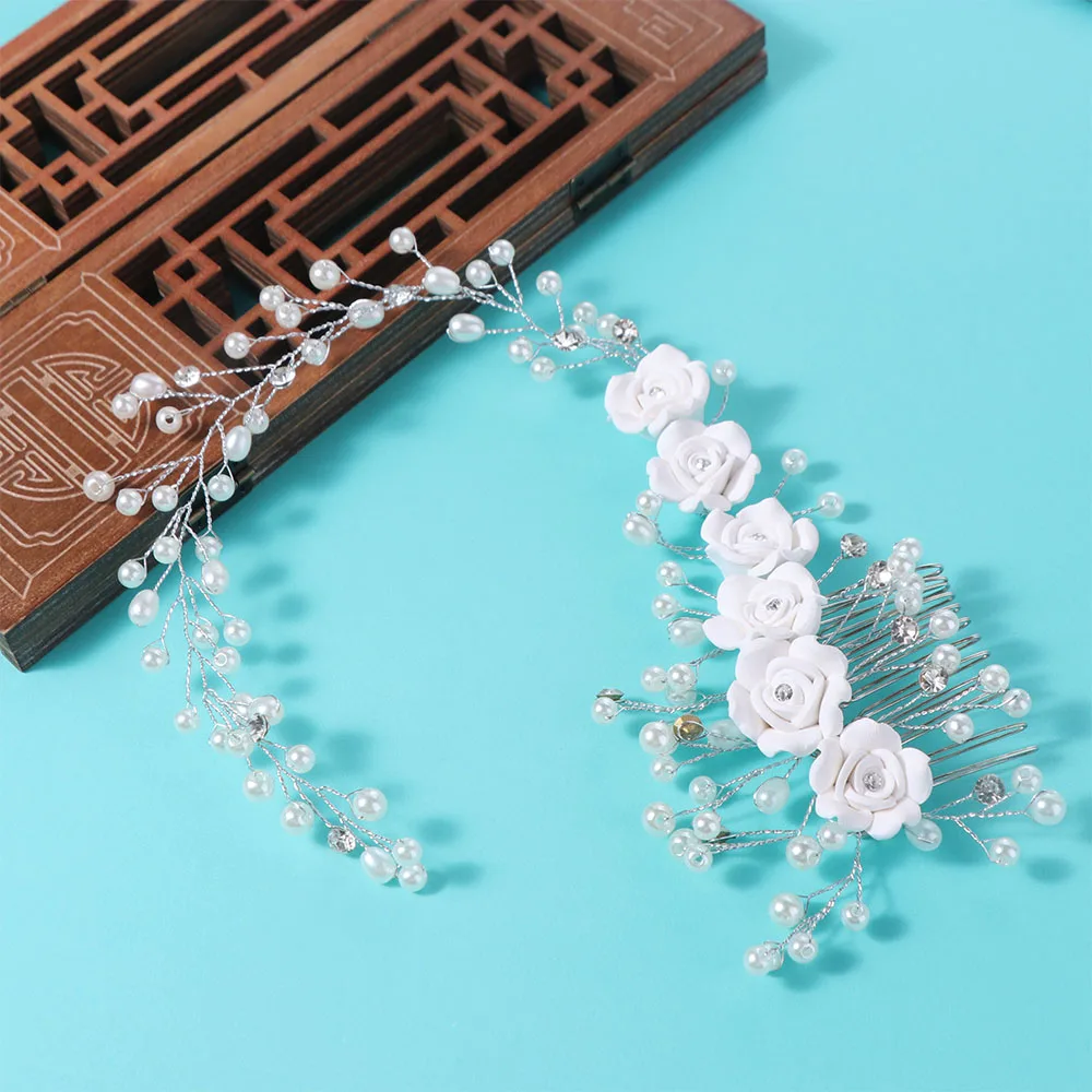 Elegant Flower Pearl Bridal Headwear Handmade Luxury Bridal Headdress Fairy Exquisite Wedding Headwear Hair Accessories