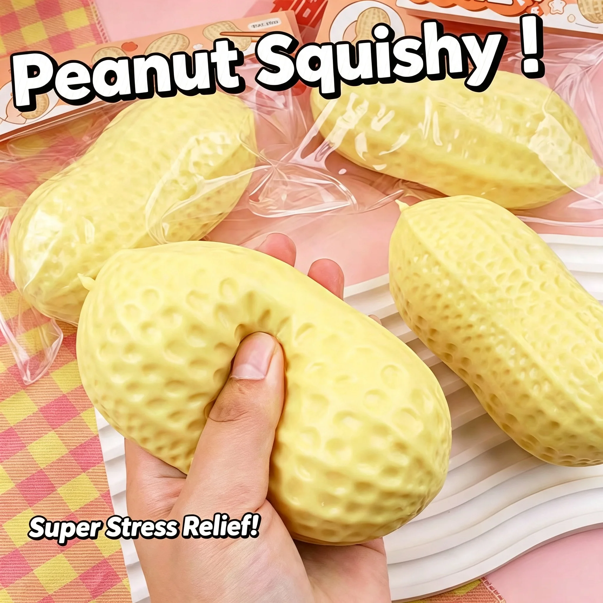 Simulation Peanut Slow-Rebound Squeeze Toy, Stress Relief, Ventilated and Fun, Cute Large Toy Ball, Party Gift