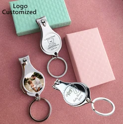 50/100pcs Personalized Logo Wedding Souvenir Favors Gifts Bottle Opener  Birthday Party Keychain Text/Nail Clippers Custom Photo