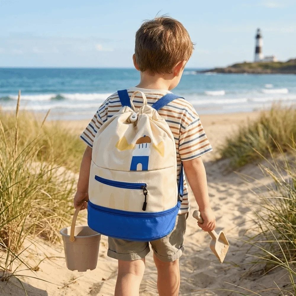 Waterproof Children Swimming Backpack Lightweight Large Capacity Beach Backpack Wear-Resistant Dry Wet Separation