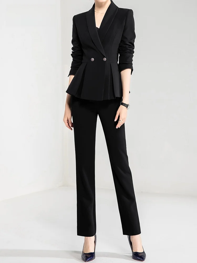 Elegant Women's Suit Set Formal Jewelry Store Workwear Professional Outfit Career Interview Outfit Polyester Fiber Long Sleeve