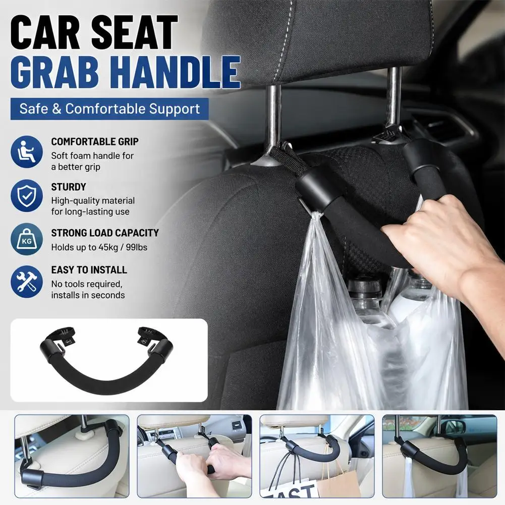 Car Seat Back Headrest Hanger Armrest Storage Holder Hook for Elderly Children Safety Handrail Handle Vehicle Accessories