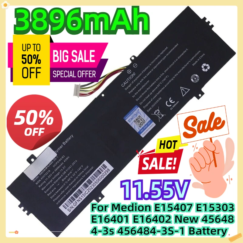 

For Medion E15407 E15303 E16401 E16402 New 456484-3s 456484-3S-1 Battery