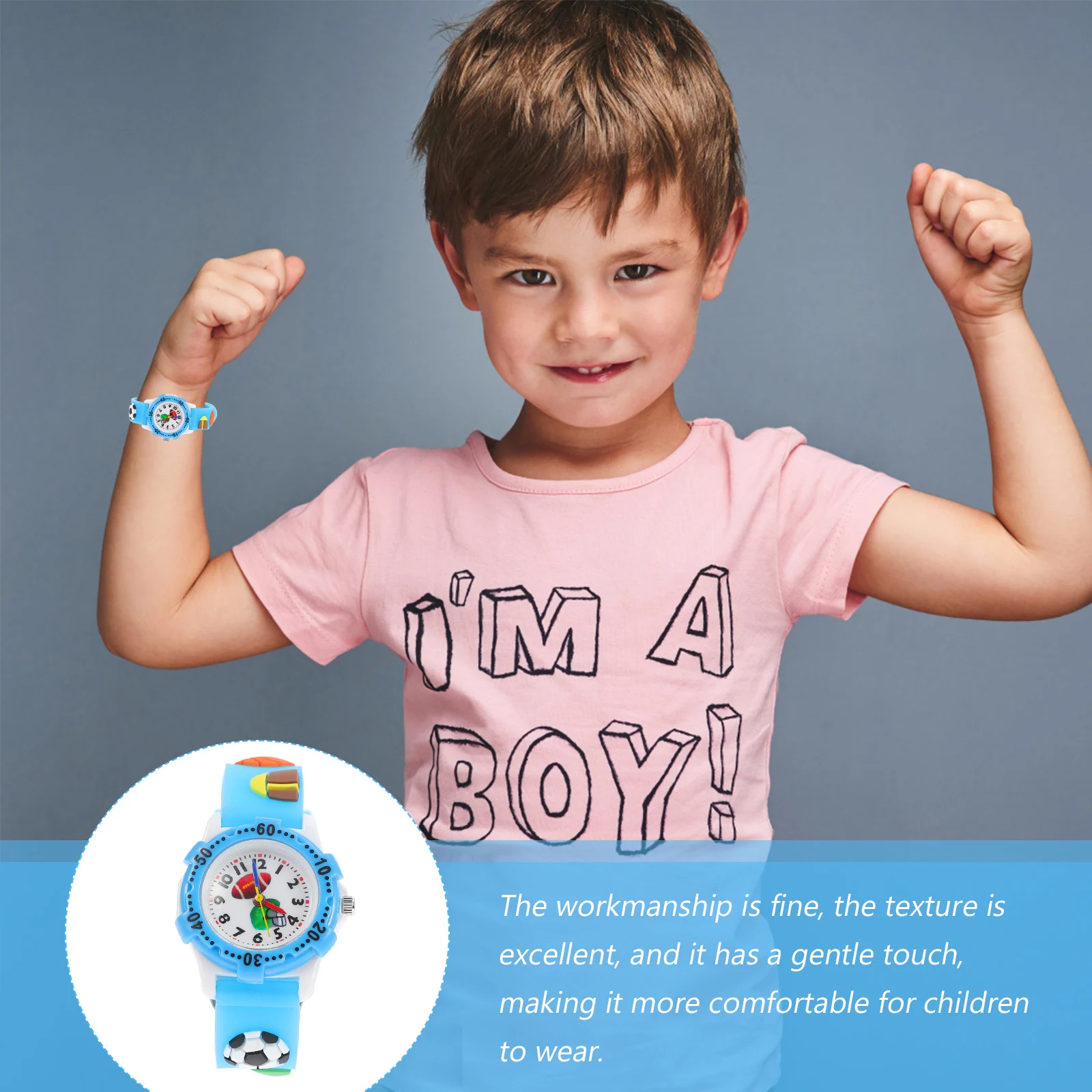 Sports Waterproof Wristwatch Child Football Cartoon Children Rugby Style Sports Watch for Kids Kids Watch Gift