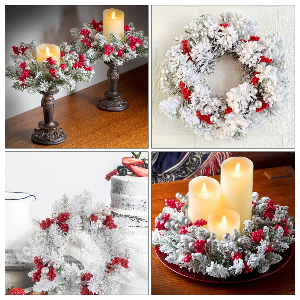 

1pcs Simulation Berry Ring Christmas Wreath Decor Table Garland Home Party Decoration Xmas Centerpiece Festive