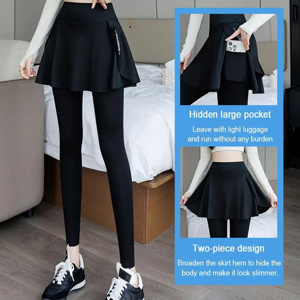 

High-Waist Fitness Pants Women's Spring Summer Thin Section Anti-Light Running Yoga Badminton Uniform Shark Pants Skirt