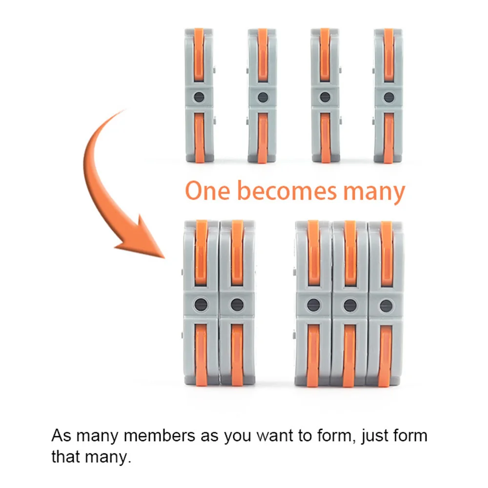 50/100PCS Spliceable Quick Electrical Wire Connector Lever Push-in Wiring Terminals Block 1-to-1 In -Line Compact Cable Clamp