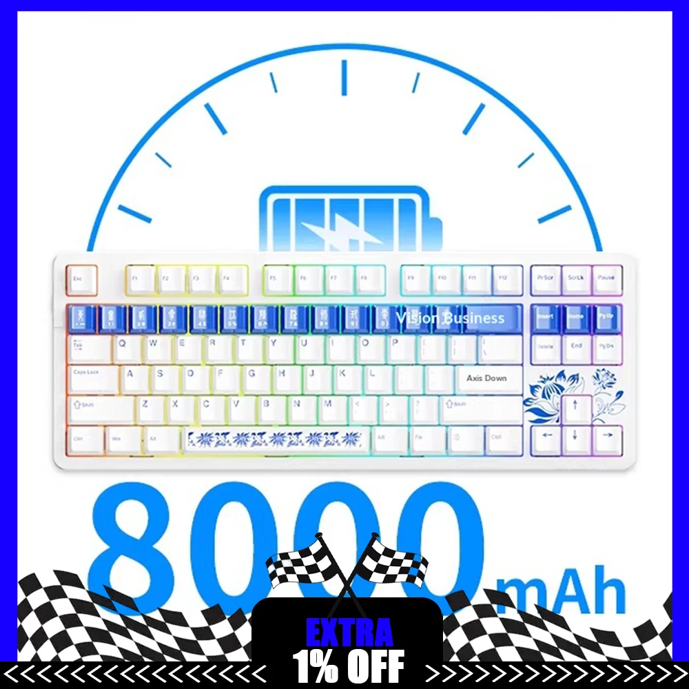 DAREU EK87PRO Wireless Keyboard 8000 mAh Battery Gasket Structure Gaming Keyboard Three Mode Link For CSGO Pc Accessories Gifts