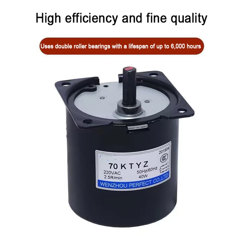 

Low Noise Motor 220V AC 40W Low Speed Geared Motor Permanent Magnet Synchronous Motor Adjustable Direction High Torque