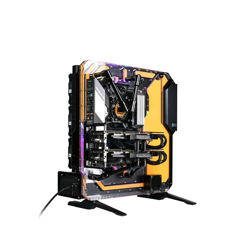 Granzon G20 Open Frame Distro Plate Case  Supports E-ATX Motherboard, with Waterway Board Water Cooled DIY Gaming Computer Chass