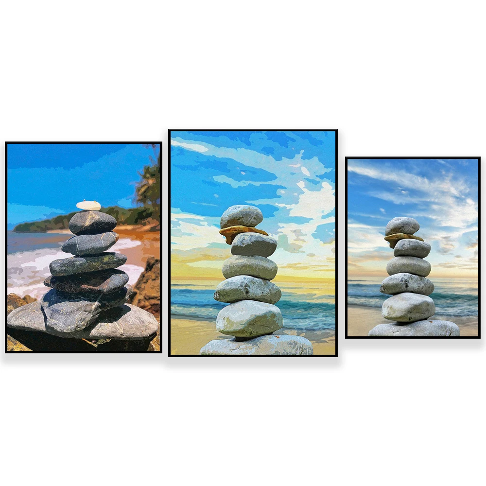 Stacked Stone Zen Yoga Wall Art Print, Meditational Rocks, Watercolor Stone, Pebbles Zen Art, Balancing Stones, Beach Print Gift