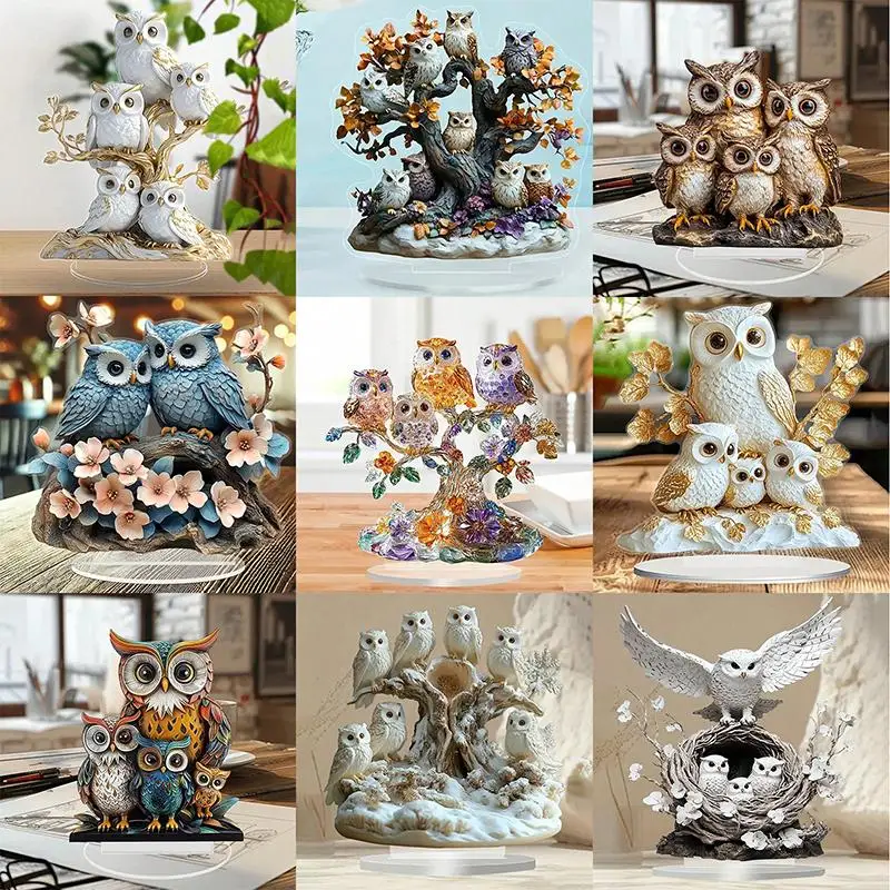 1Pcs Festive Desktop Decoration 2D Flat Anime Themed Owl Statue Collectible Holiday Gift Perfect For Ornament And Decor view 4