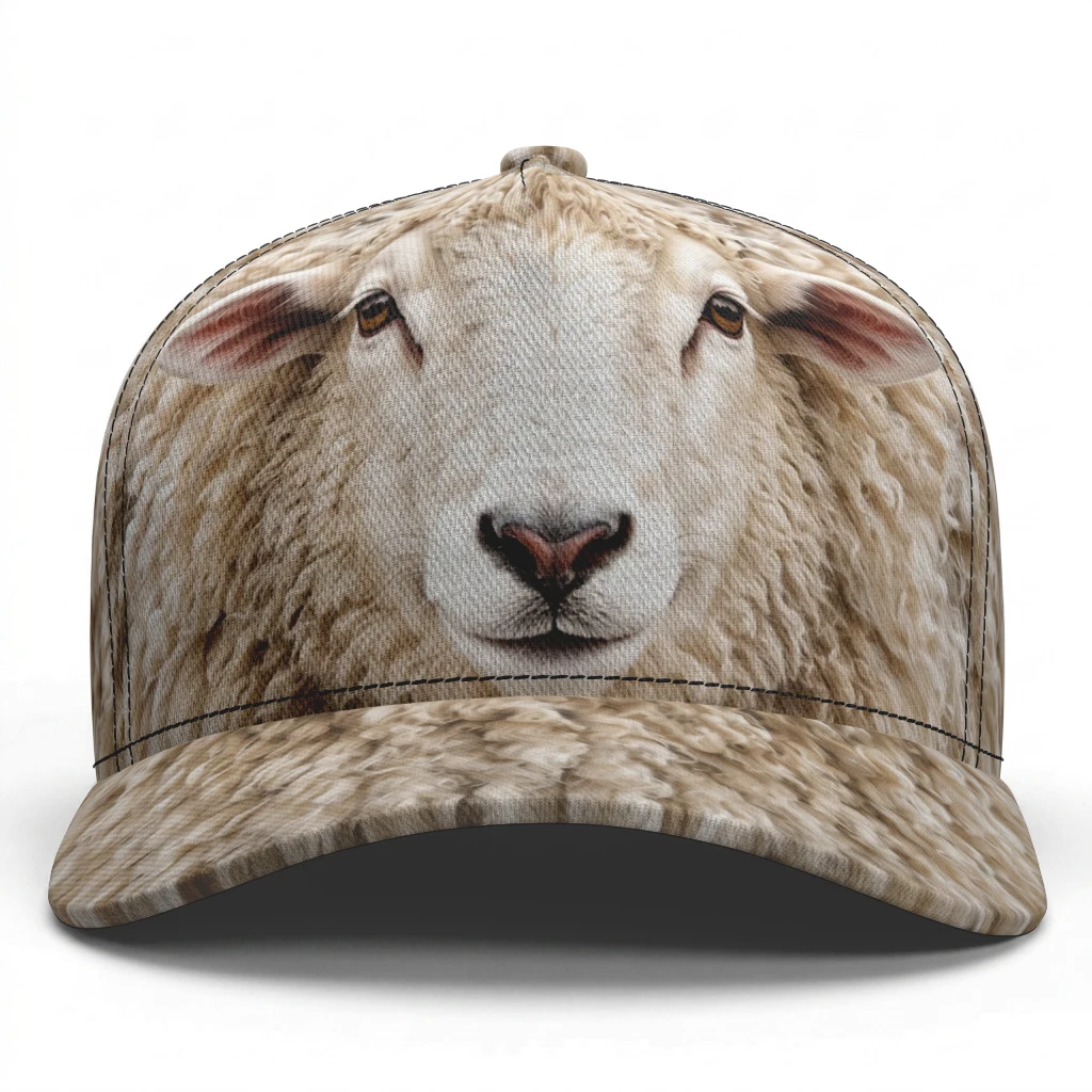 Sheep Custom Baseball Caps Lamb Fluffy Woolly Fuzzy Snowy Cloud Hip Hop Hat Trucker Flat brim Adjustable Outdoor Unisex Gift Fun