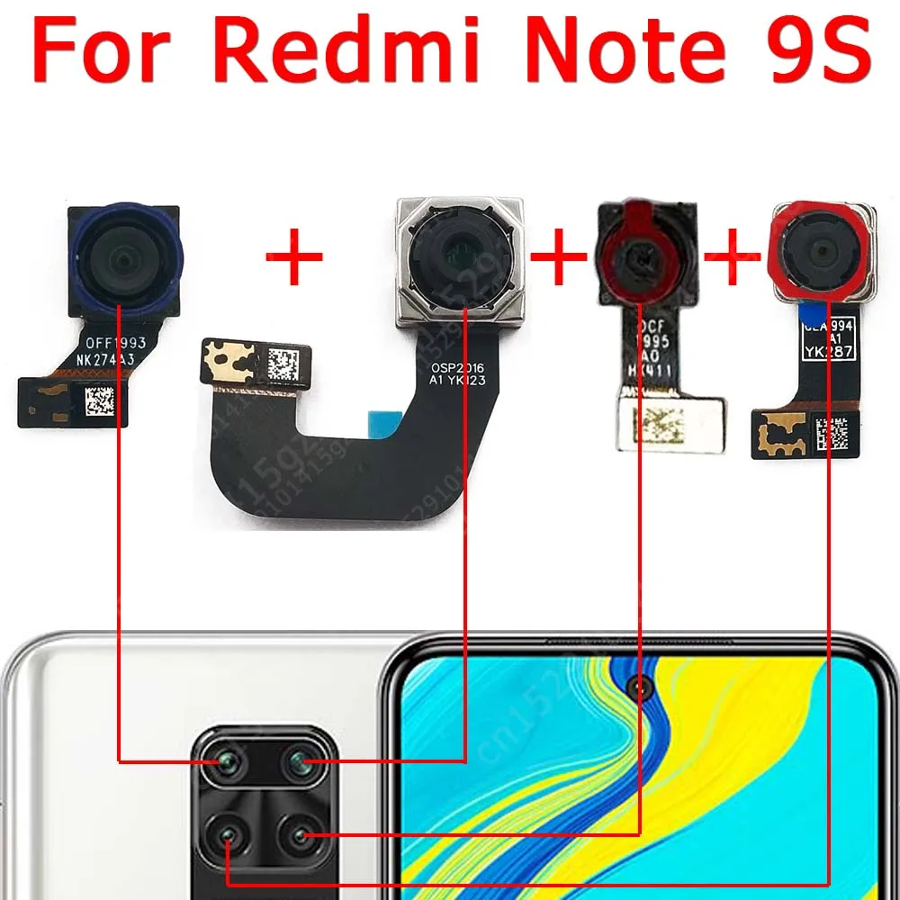 Cámara trasera para Xiaomi Redmi Note 9 Pro 9S 9Pro Note9, módulo de cámara trasera Macro de profundidad ultraancha principal, piezas de repuesto