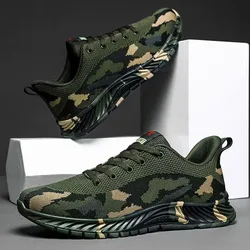 Calçado esportivo leve camuflado masculino, tênis de trabalho, tênis de corrida casual masculino, verão, venda quente, andar, 2024