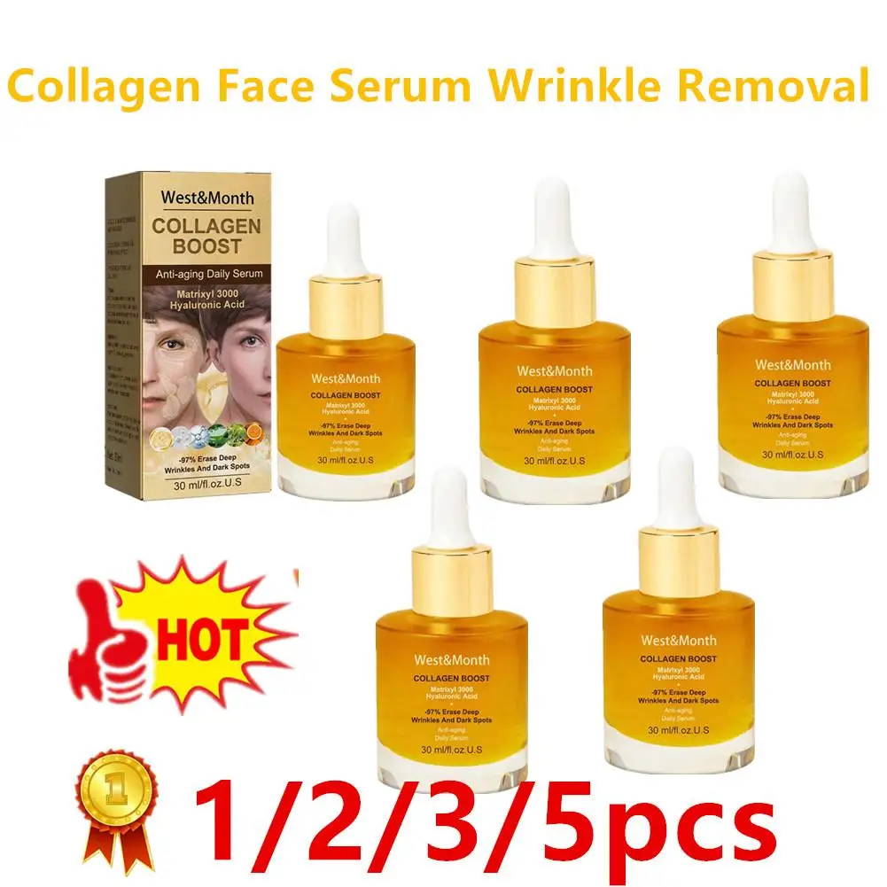 

1/2/3/5pcs Collagen Face Serum Face Moisturizing Fade Fine Lines Brightening Skin Care 30ml