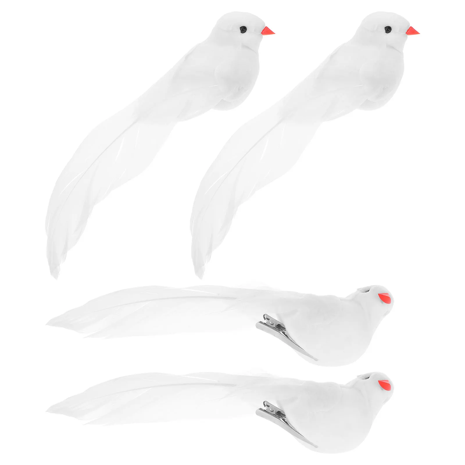 

4pcs White Feathered Dove Figurines Realistic Lifelike Pigeon Ornaments Garden Yard Decor Wedding Home Holiday Decoration Fake