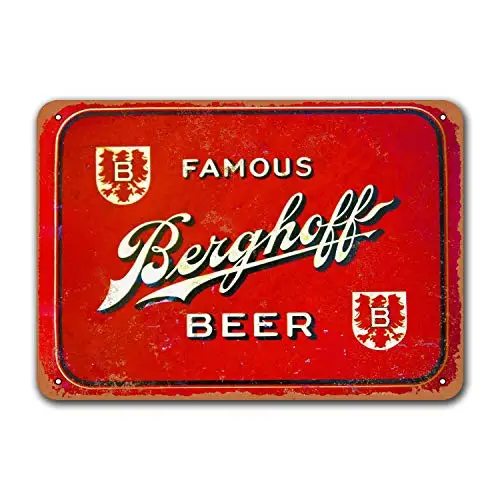 

Retro Metal Sign Berghoff Beer 2 Bar Tin Beer Signs, Plaque Poster for Bar Cafe Man cave Home Pub Wall Decor 8x12 inch