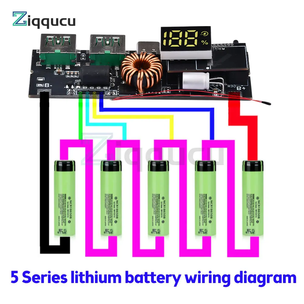 Moduł zabezpieczający ładowarkę 18650. Płytka modułu PCB Power Bank. Podwójne szybkie ładowanie USB z zabezpieczeniem BMS