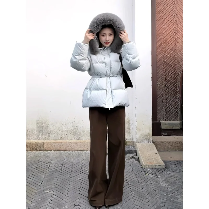 

Корейская женская хлопковая куртка с капюшоном и меховым воротником, зимняя теплая верхняя одежда, одежда для хлеба, модное повседневное пальто