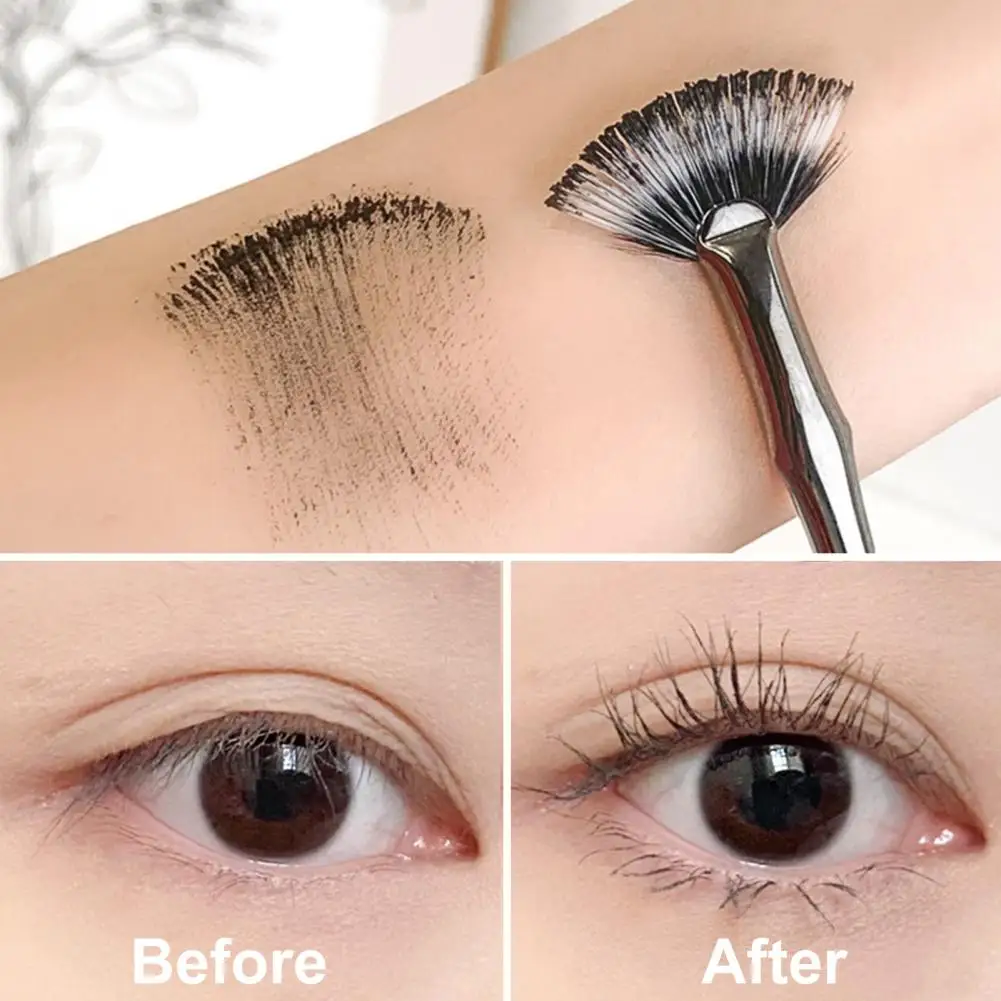 Brosse en éventail de mascara anti-taches pour une application facile et lisse, améliore les cils inférieurs, effets naturels soulevés, 2 pièces