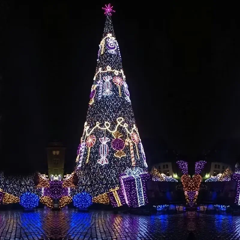 Customize 20ft 30ft 40ft 50ft Shopping Mall Giant Outdoor Christmas Tree with Lollipop Decoration