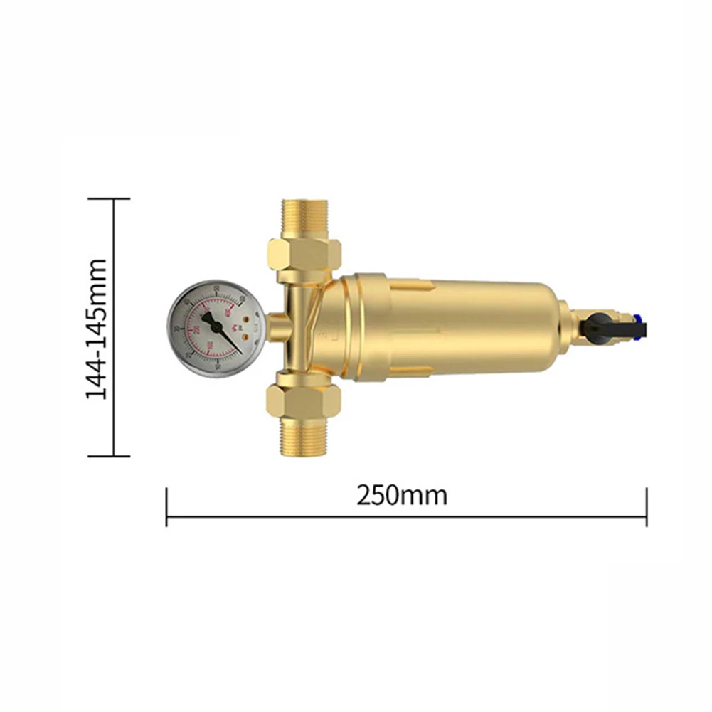 1pc Reusable Cyclone-type Sediment Water Filter With Pressure Gauge For Whole-house Pre-filtration Systems Water Heaters