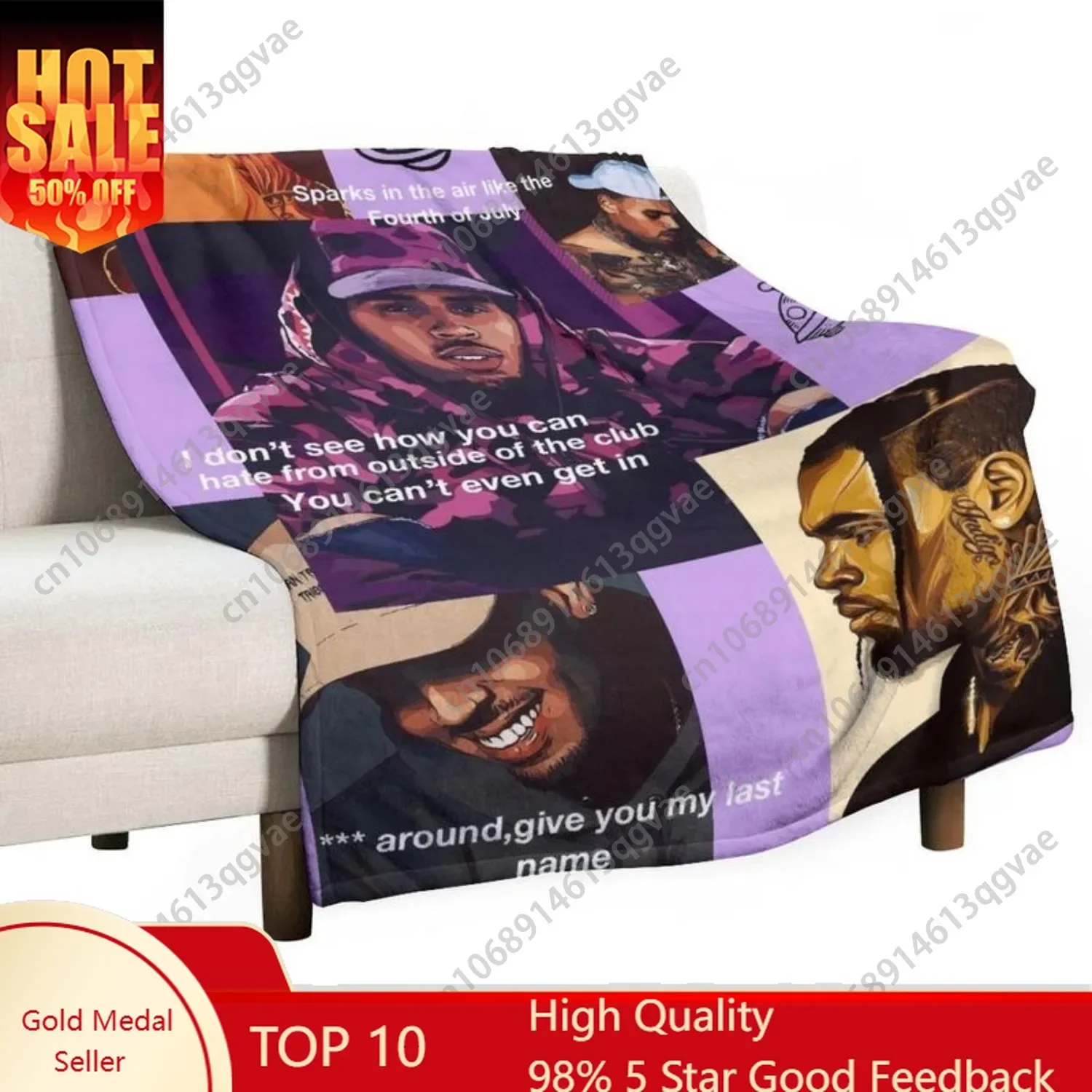 Singer Breezy Themed Print Throw Blanket Warm Funny Lightweight Flannel Blanket Chair Sofa Bedding Decor for Camping Throw