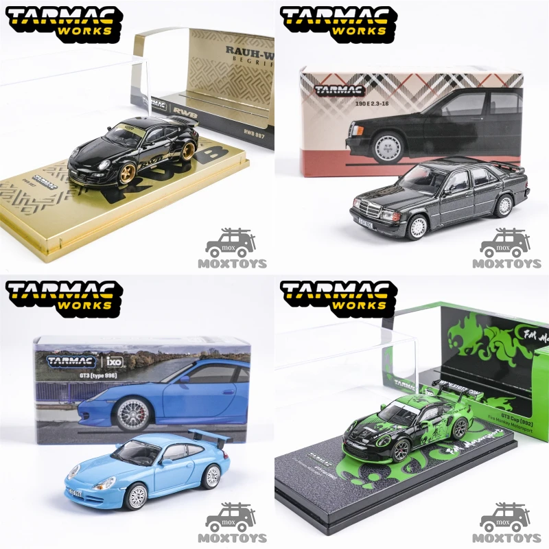 Tarmac Work 1:64 RWB 997 Black / 190 E 2.3-16 Black metallic /  GT3 Fire Monkey Diecast Model Car