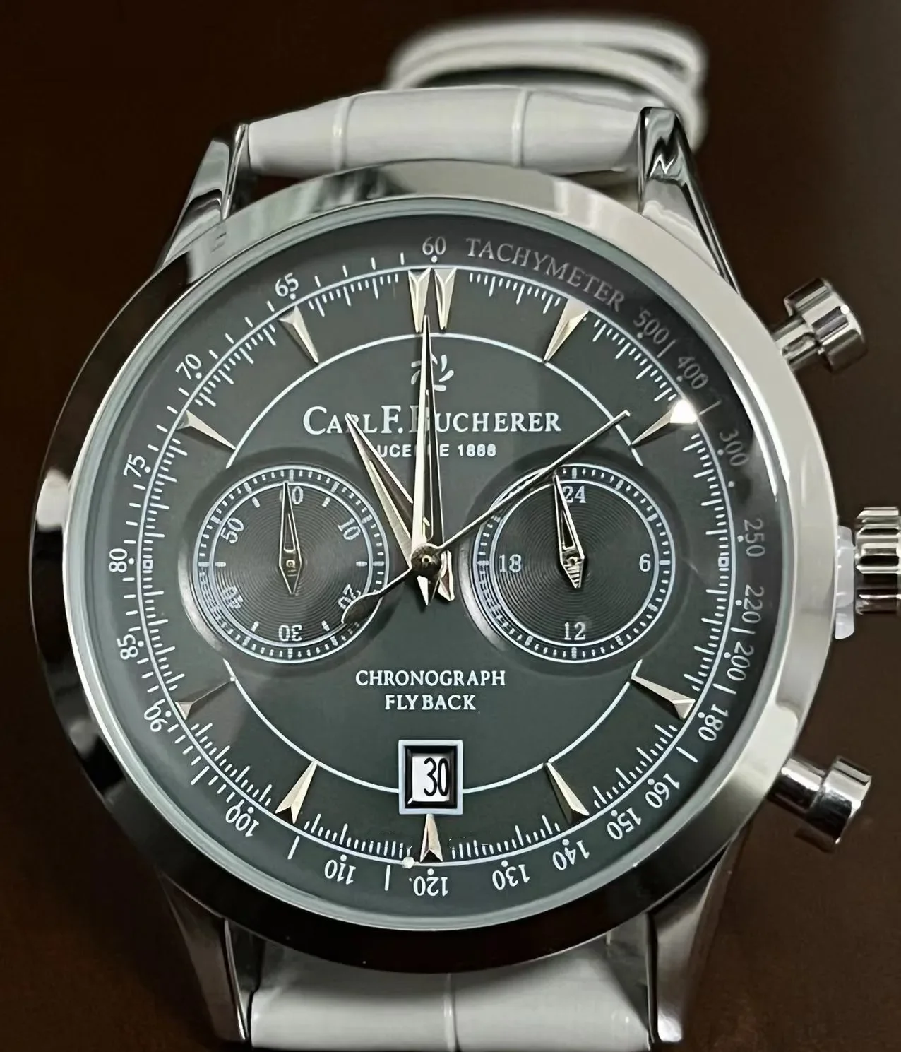 New Fashion Luxury CARLF.BUCHERER Wrist Watch Multi Functional Three Eye Running Second Chronograph Business Leisure Men's Watch