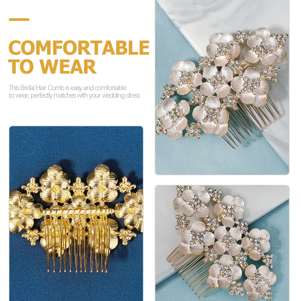 

Retro Metal Hair Comb Bridal Headpiece Elegant Rhinestone Hair Accessories for Wedding Bride Bridesmaids Party Prom