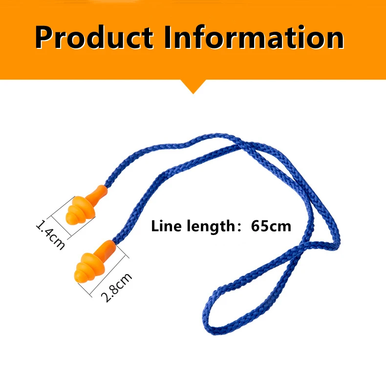 Ear Care10Pcs Soft Silicone Corded Ear Plug Protector Reusable Hearing Protection Noise Reduction Safe Work Comfortable Earplugs