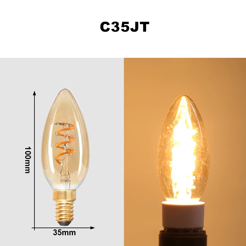 E27 LED Gloeilamp 220 V 4 W A60 ST64 T45 T185 G80 G95 G125 Retro Vintage ampullen LED Edison Lamp Spiraal Lamp Voor Thuis